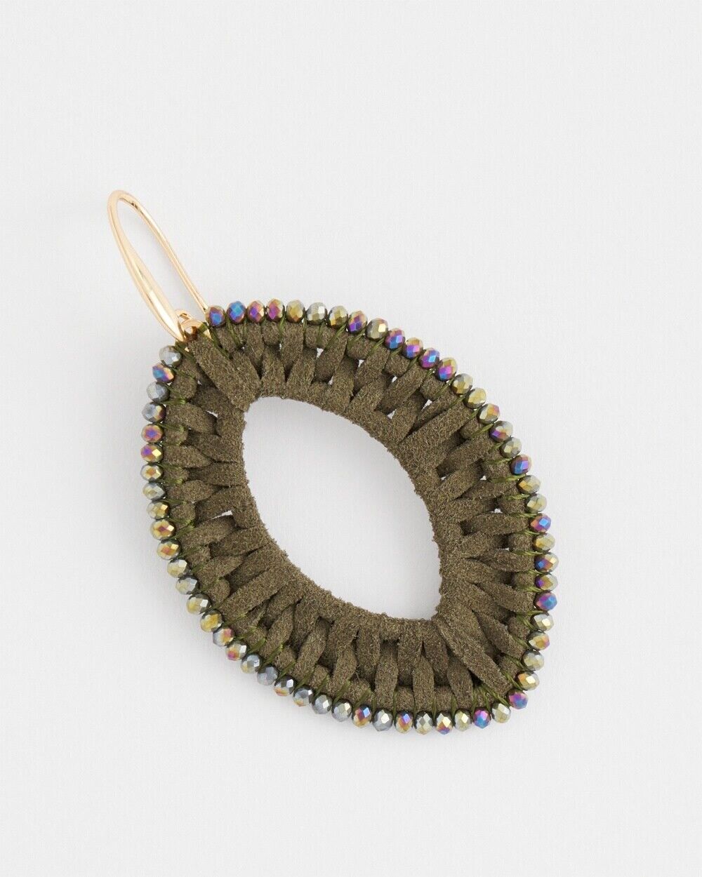 CHICO'S NO DROOP OLIVE FAUX SUEDE EARRINGS
