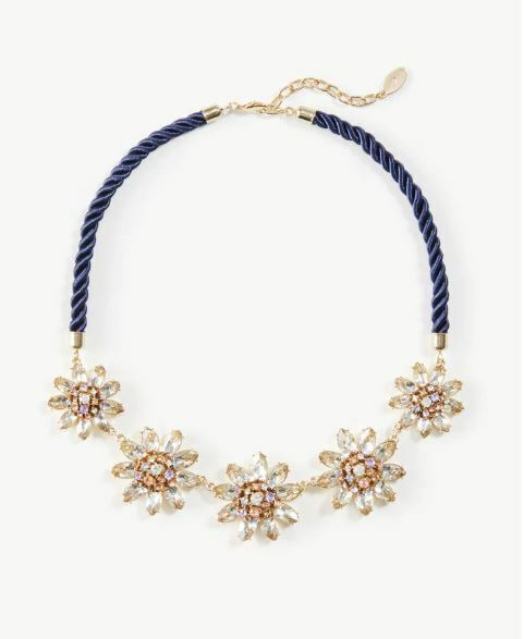 ANN TAYLOR FLORAL CORDED STATEMENT NECKLACE