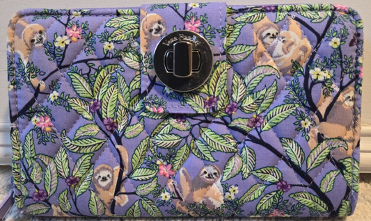 Vera Bradley RFID Turnlock Wallet, Hanging Around Purple