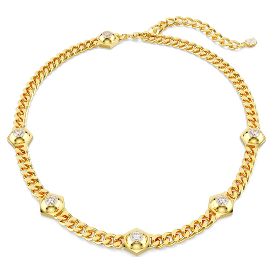 Swarovski Numina necklace Round cut, White, Gold-tone plated