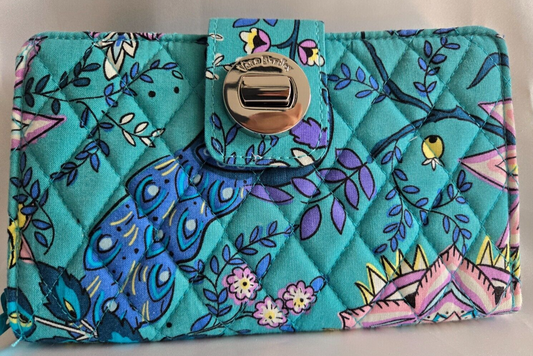 Vera Bradley RFID Turnlock Wallet, Peacock Garden
