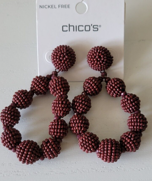 CHICO'S  BROWN SEED BEAD DROP EARRINGS