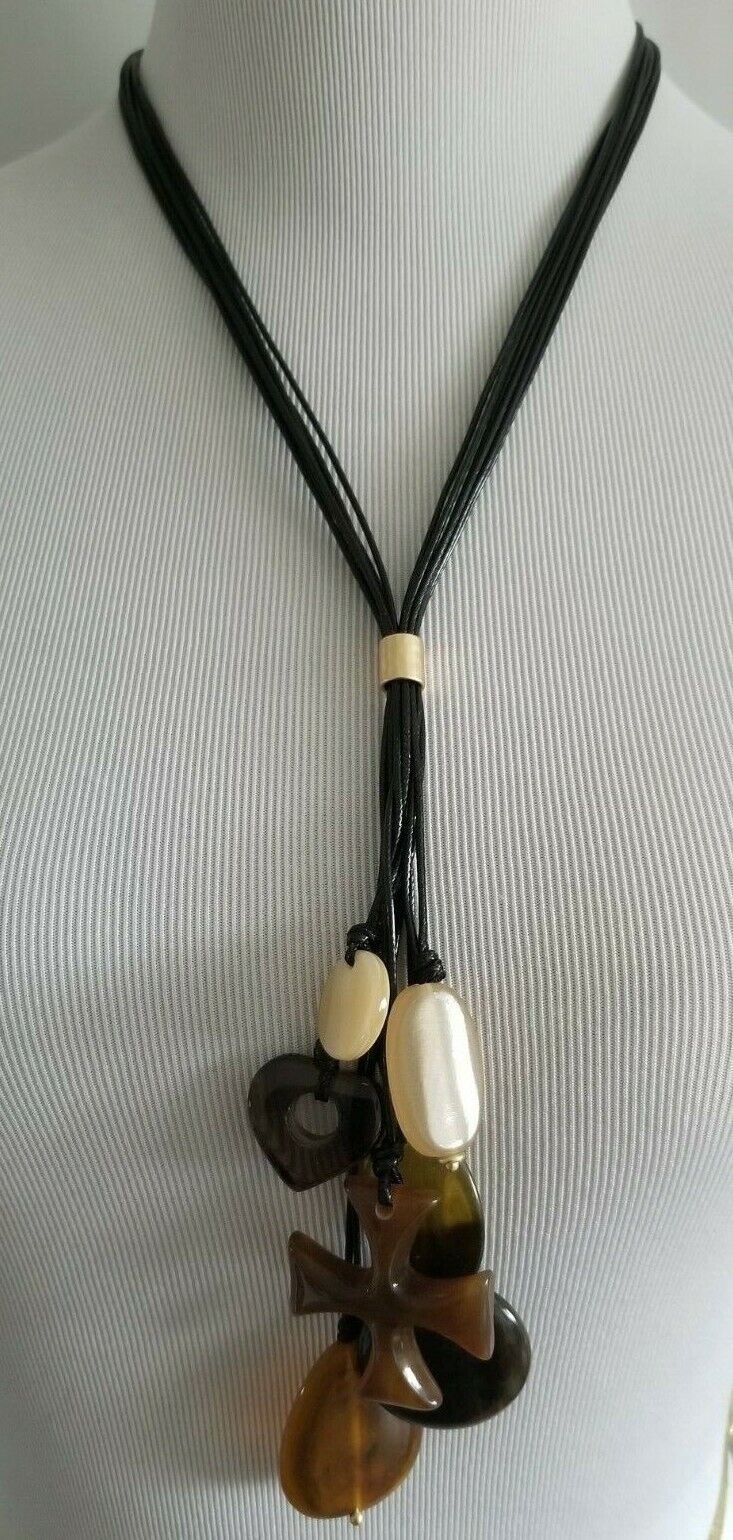 CHICO'S BROWN HORN-INSPIRED Y-NECKLACE