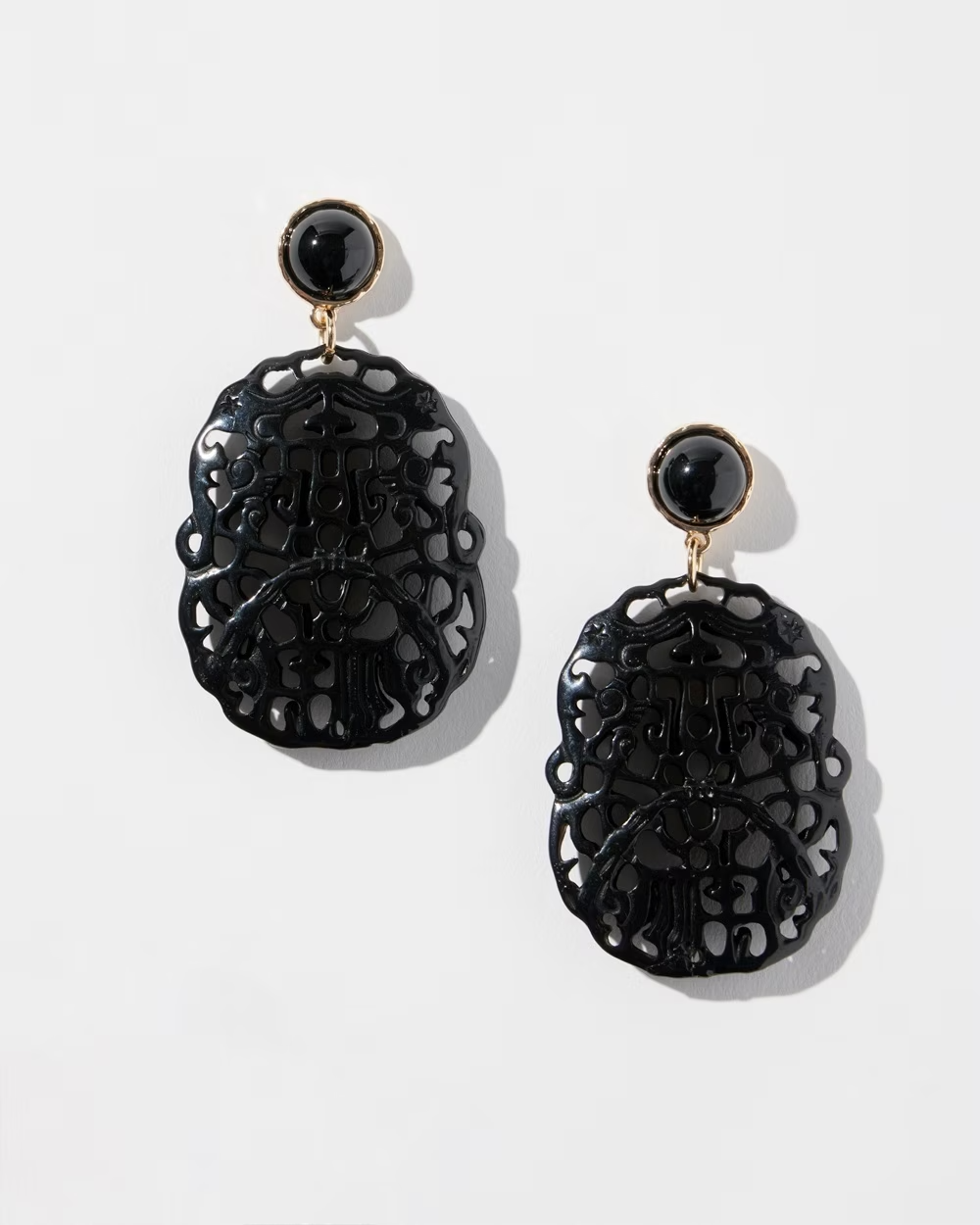 CHICO'S BLACK JADE CROCHET EARRINGS