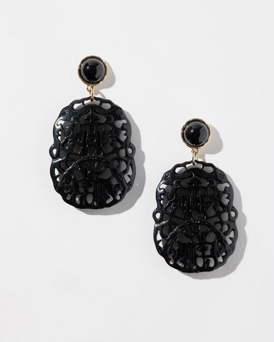 CHICO'S BLACK JADE CROCHET EARRINGS