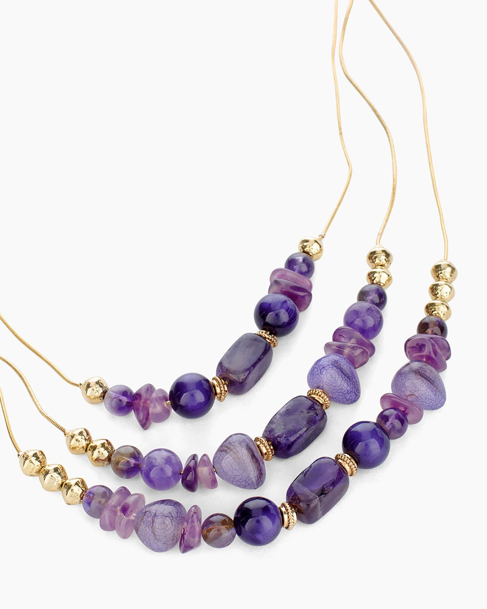 CHICO'S PURPLE STONE ILLUSION NECKLACE