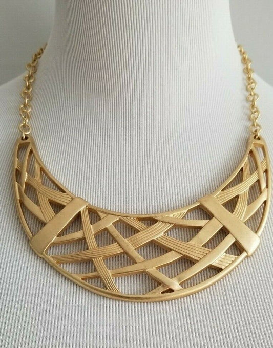 CHICO'S GOLD-TONE WEAVE COLLAR NECKLACE