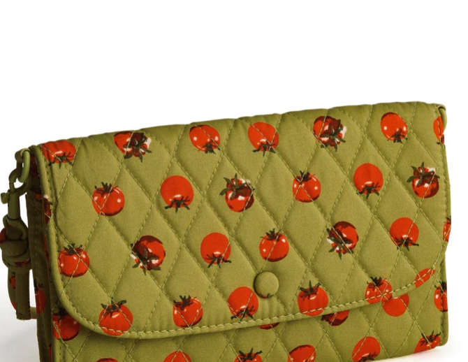 Vera Bradley Wildwood Wallet Crossbody, Tiny tomatoes palm in Premium cotton