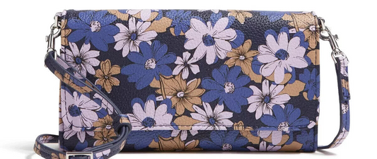 Vera Bradley Faux Leather Wallet Crossbody, Trellis Floral