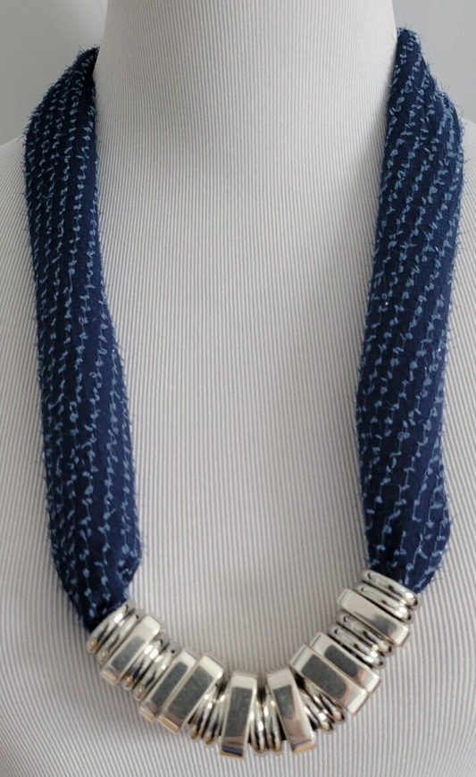 CHICO'S ADJUSTABLE DENIM SCARF NECKLACE