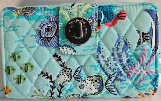 Vera Bradley RFID Turnlock Zip Wallet, Antilles Treasure Aqua