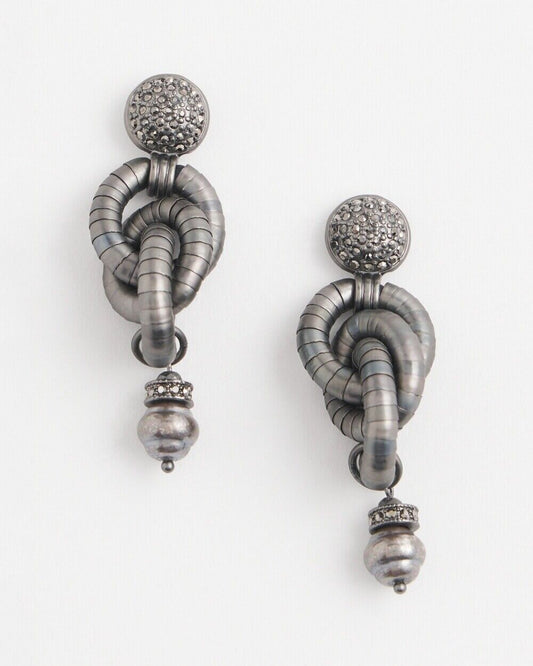 CHICO'S NO DROOP HEMATITE LINK DROP EARRINGS
