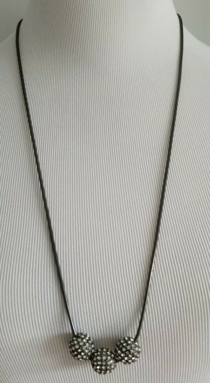 CHICO'S CONVERTIBLE BLACK FAUX-HEMATITE FIREBALL NECKLACE