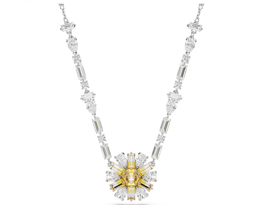 Swarovski Idyllia necklace Flower, Yellow, Rhodium plated