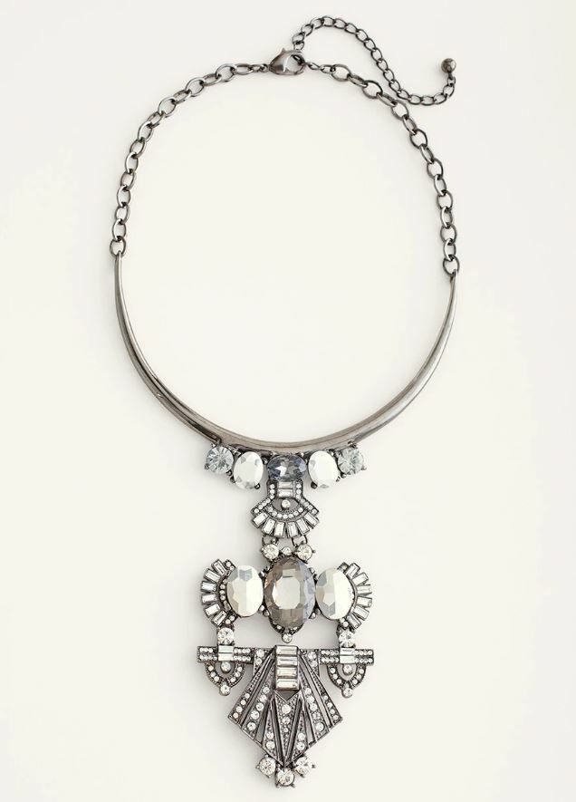 CHICO'S SHORT SIMULATED CRYSTAL PENDANT NECKLACE