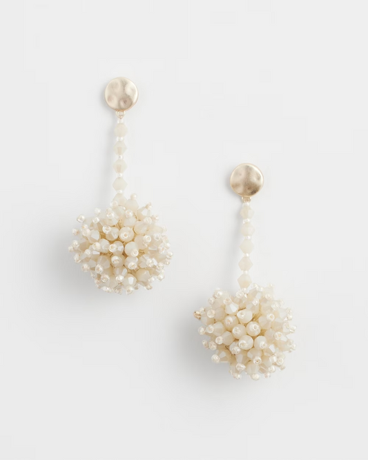 CHICO'S BEADED POM DROP EARRINGS