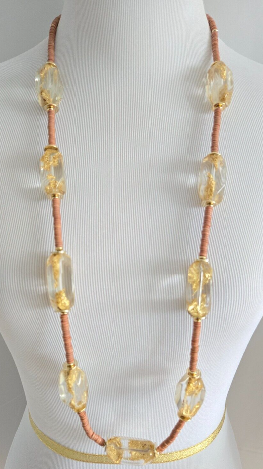 CHICO'S LUCITE GOLD FOIL NECKLACE