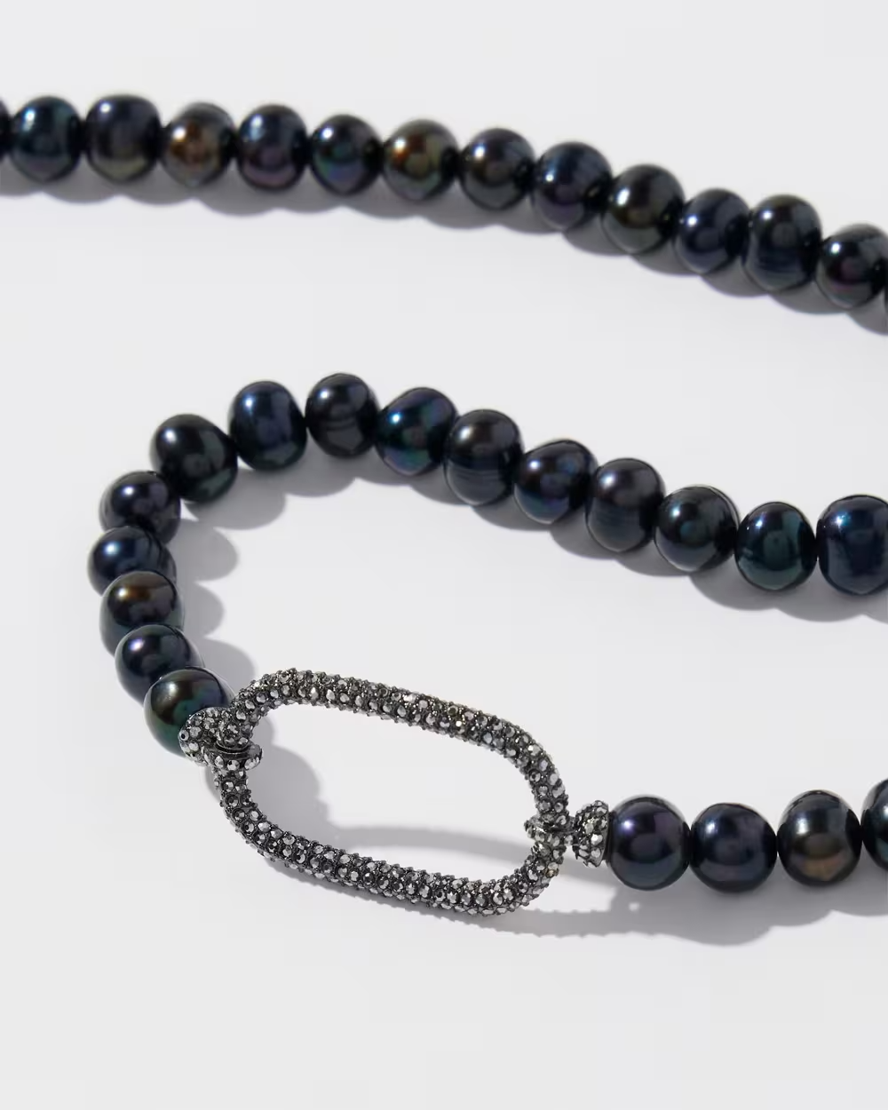 CHICO' S FRESH WATER PEARL PAVE NECKLACE