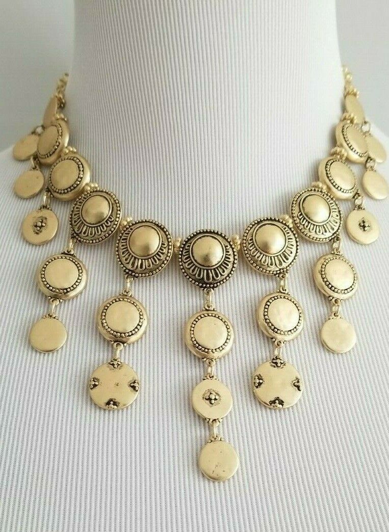 CHICO'S GOLD-TONE CIRCLET BIB NECKLACE