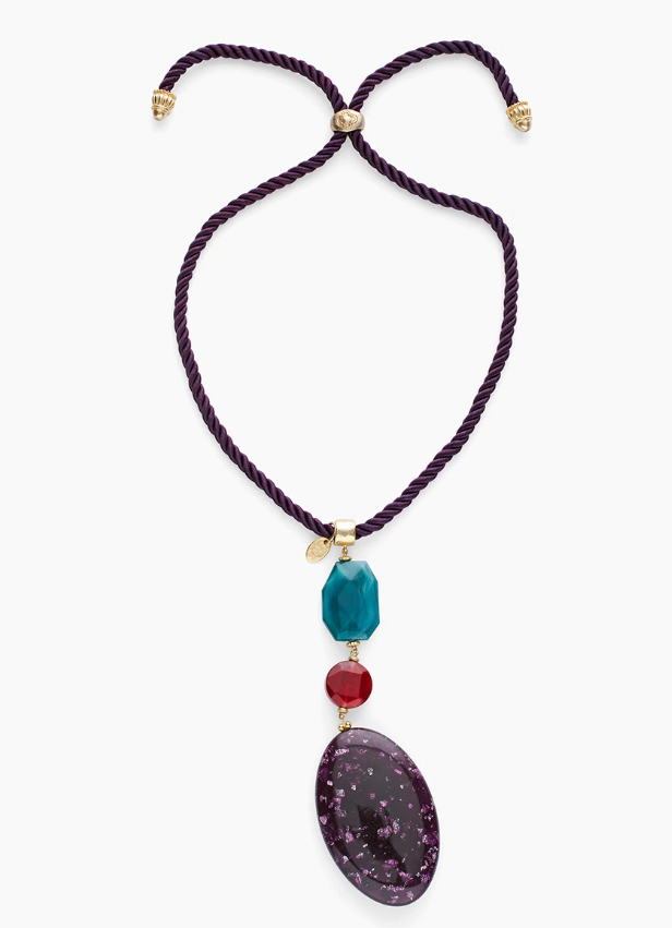 CHICO'S CONVERTIBLE MULTI-COLORED STONE PENDANT NECKLACE