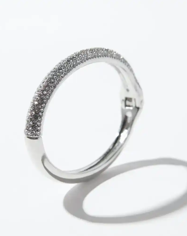 WHITE HOUSE BLACK MARKET SILVER ENCRUSTED BANGLE BRACELET
