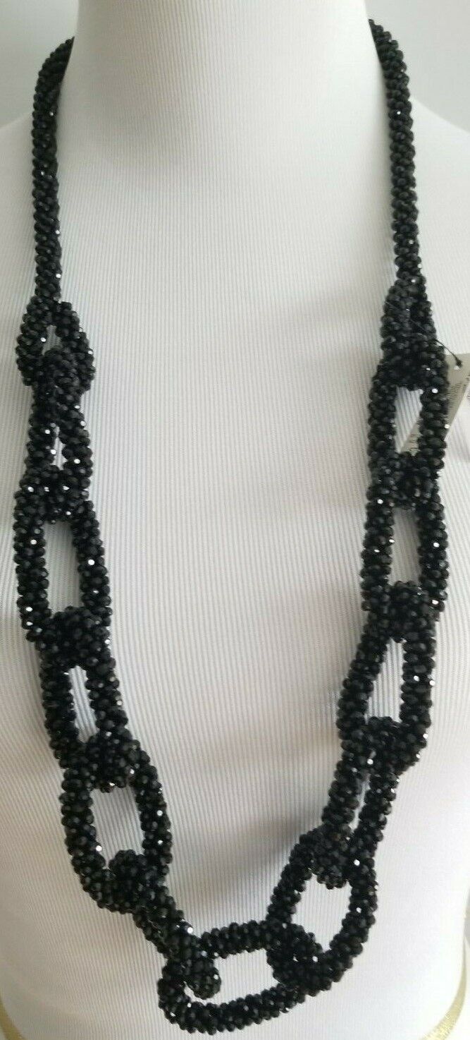 CHICO'S LONG BLACK LUMI SINGLE-STRAND NECKLACE