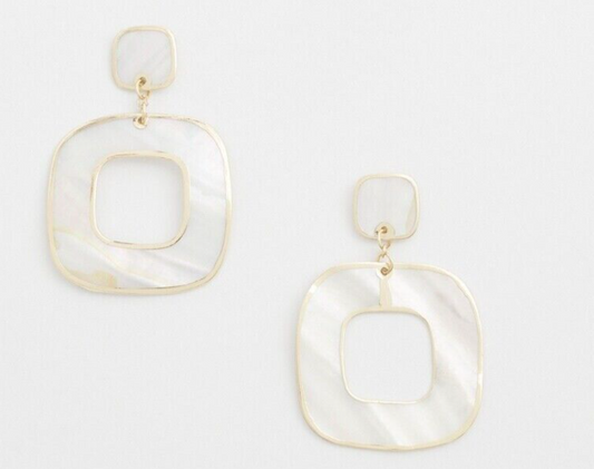CHICO'S  MOTHER OF PEARL SQUARE EARRINGS