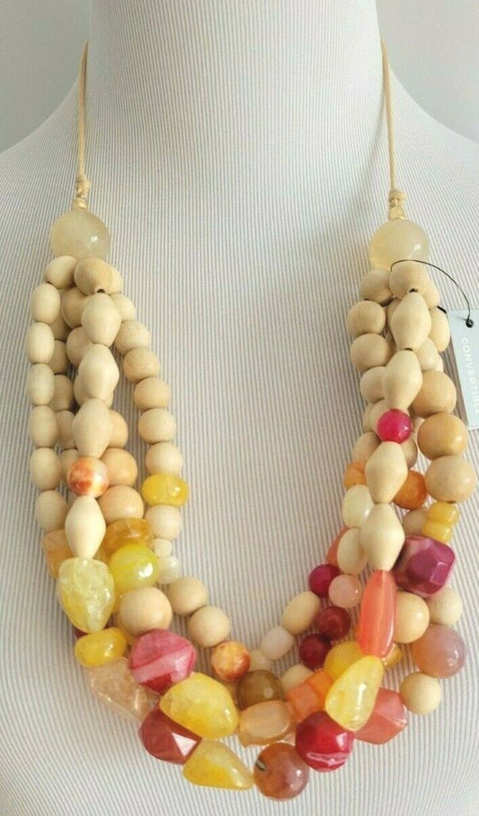 CHICO'S ADJUSTABLE WOOD BEAD NECKLACE