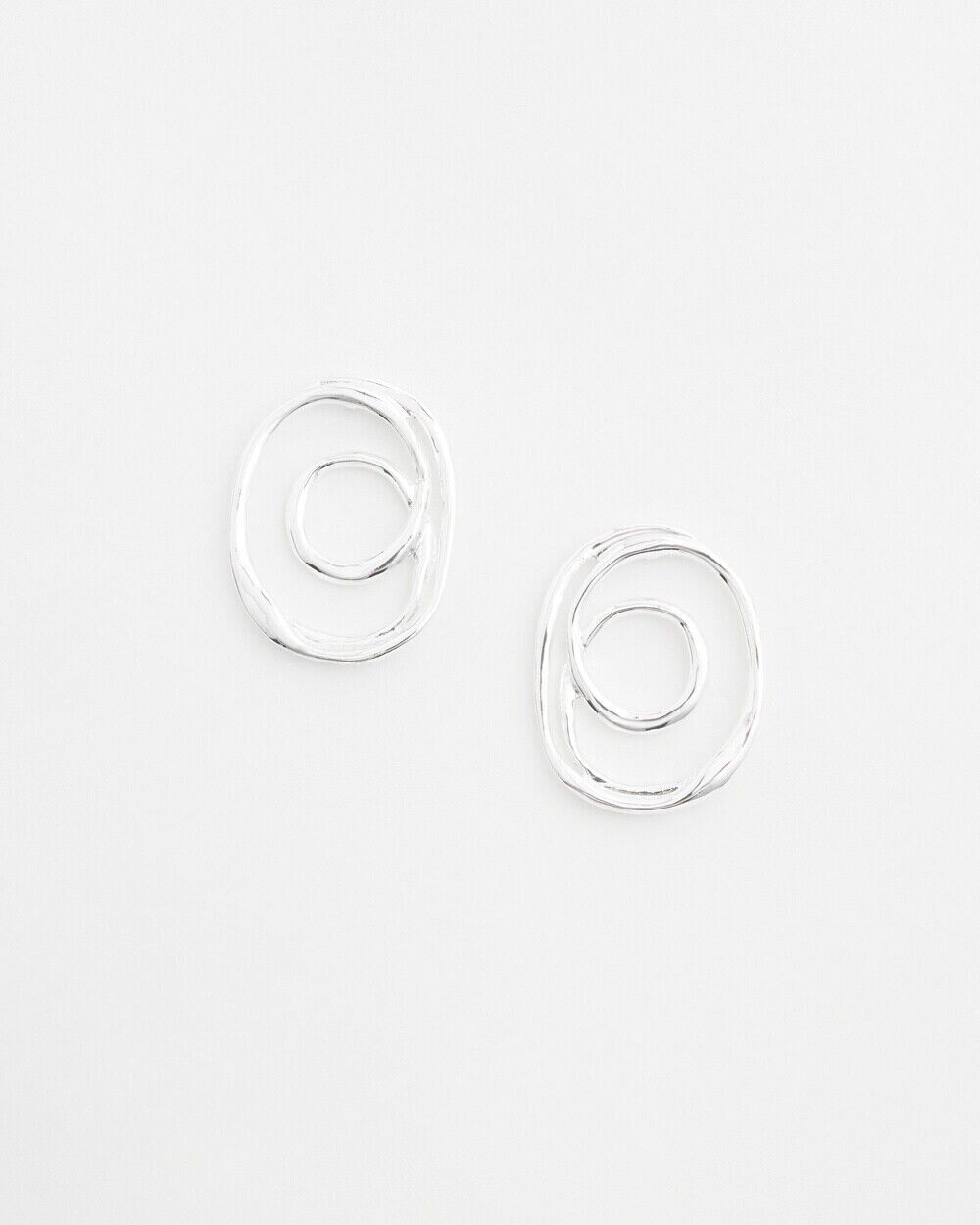 CHICO'S SILVER TONE ROUND EARRINGS