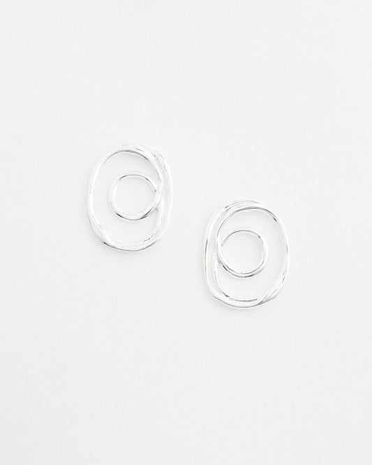 CHICO'S SILVER TONE ROUND EARRINGS