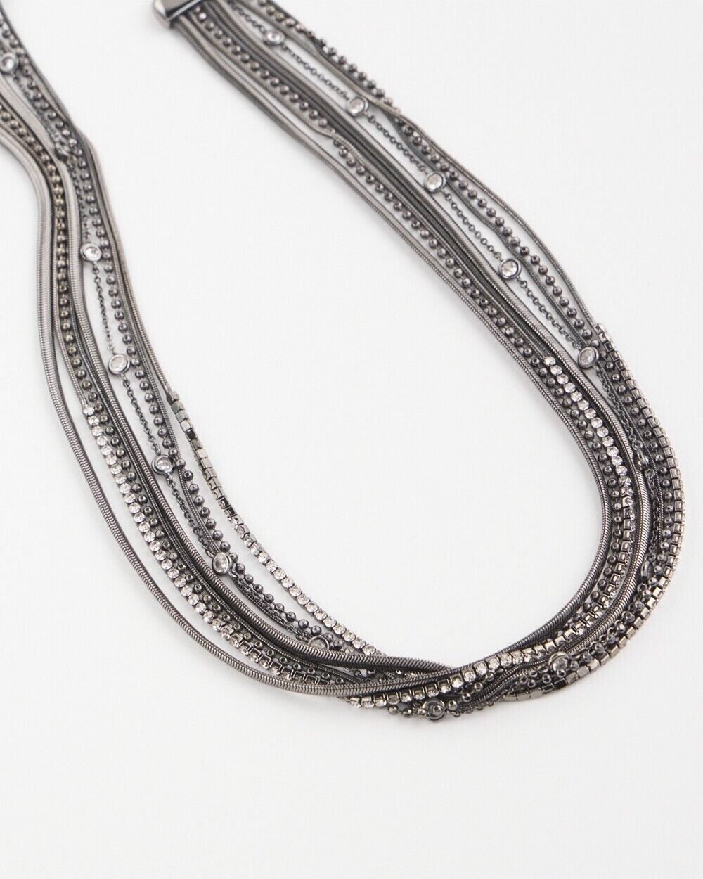 CHICO'S MULTI STRAND HEMATITE COLLAR NECKLACE