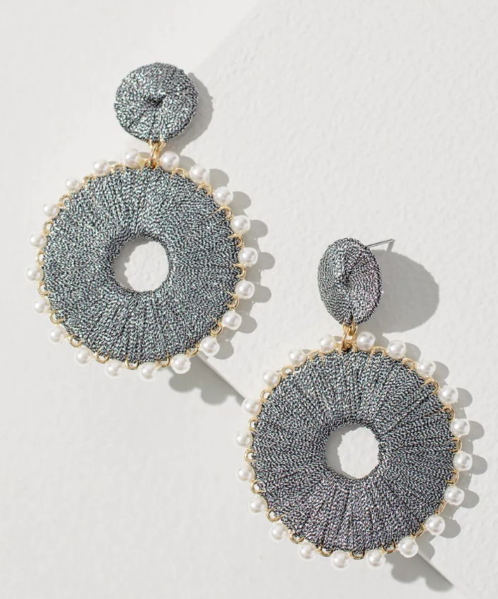 CHICO'S SILVER TONE DROP POST EARRINGS