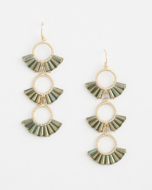 CHICO'S NO DROOP OLIVE TRIPLE DROP EARRINGS