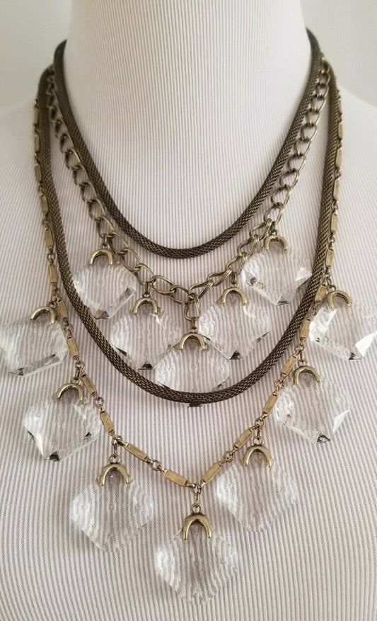 CHICO'S GOLDTONE LINK MULTI-STRAND NECKLACE