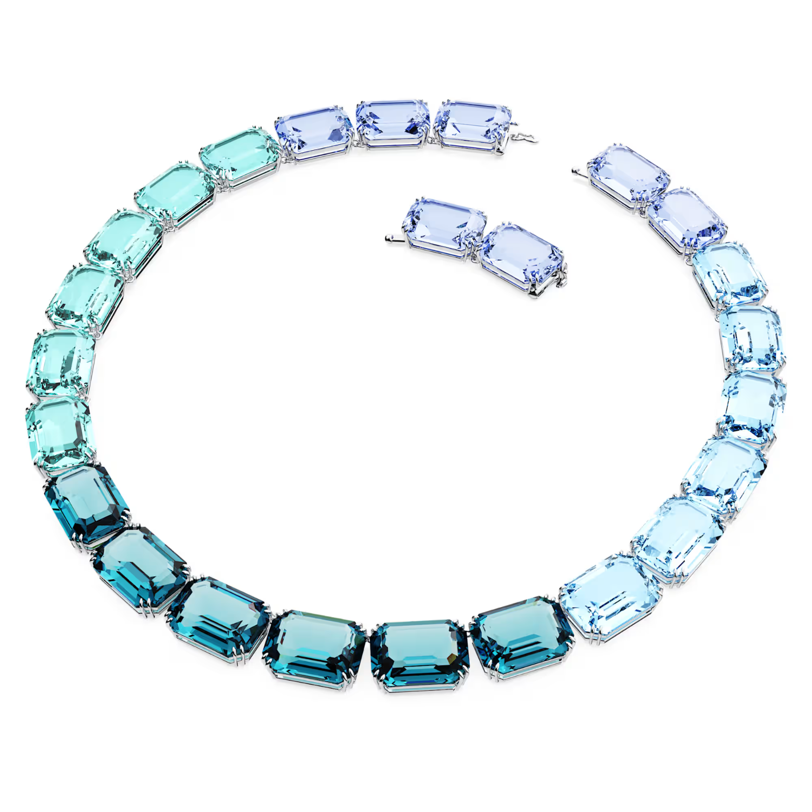 Swarovski Millenia necklace Octagon cut, Blue, Rhodium plated