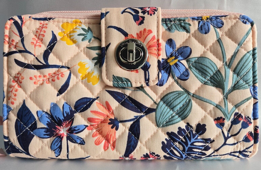 Vera Bradley RFID Cotton Turnlock Wallet, Paradise Coral
