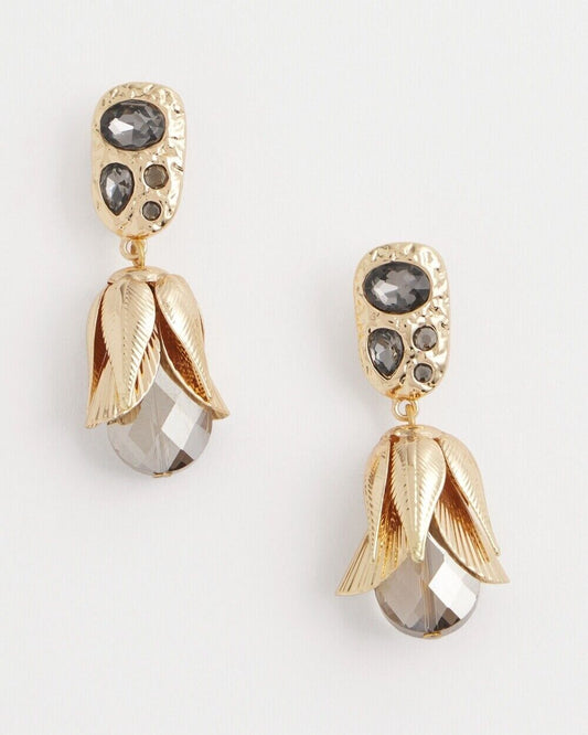 CHICO'S NO DROOP EMBELLISHED TULIP DROP EARRINGS