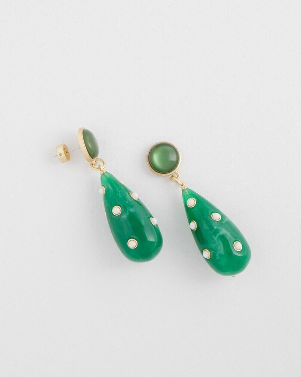 CHICO'S GREEN TEARDROP EARRINGS