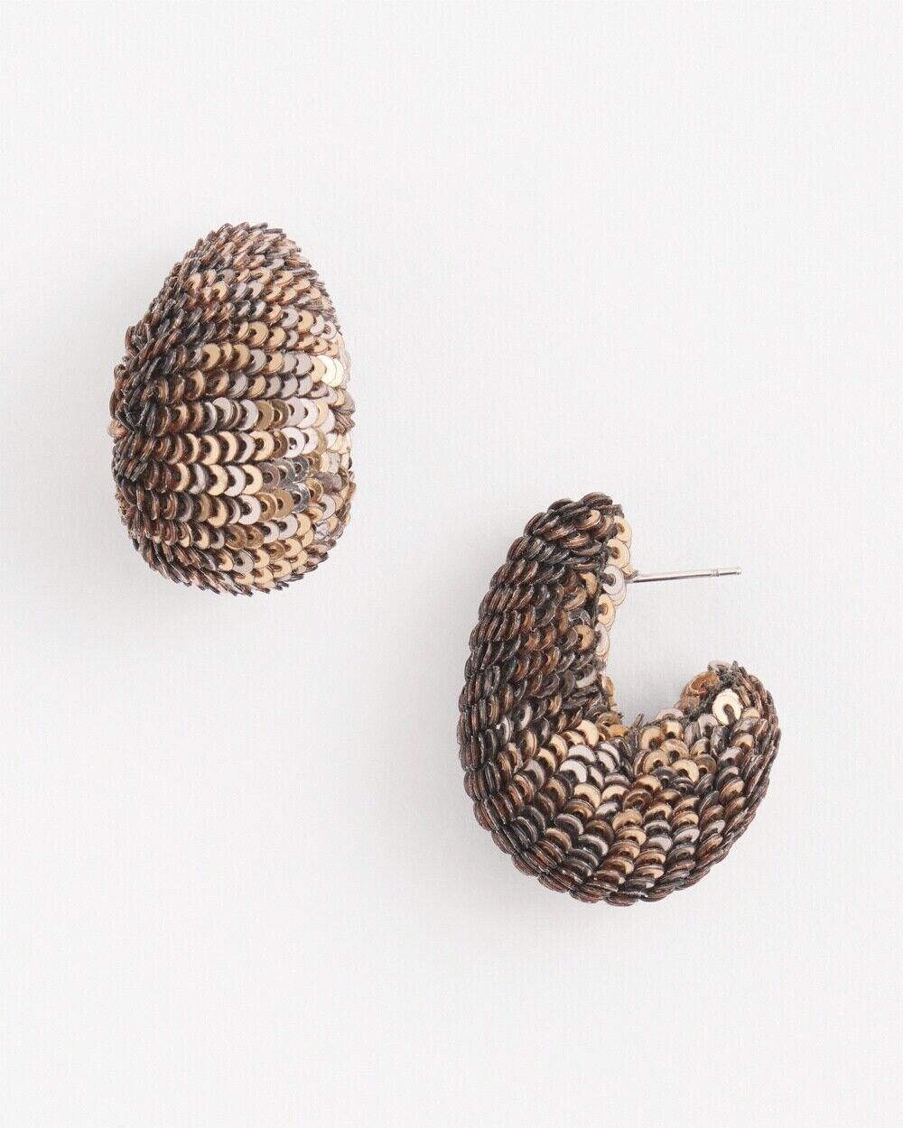 CHICO'S NO DROOP BRONZE SEQUIN HUGGIE EARRINGS