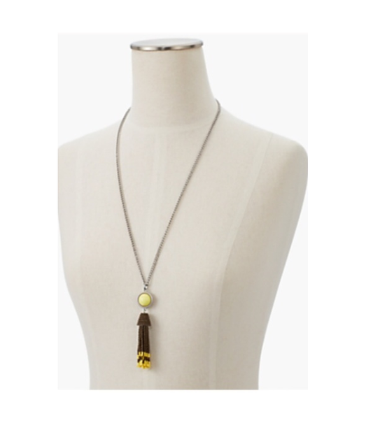 TALBOTS Cabochon & Seed-Bead Tassel Necklace