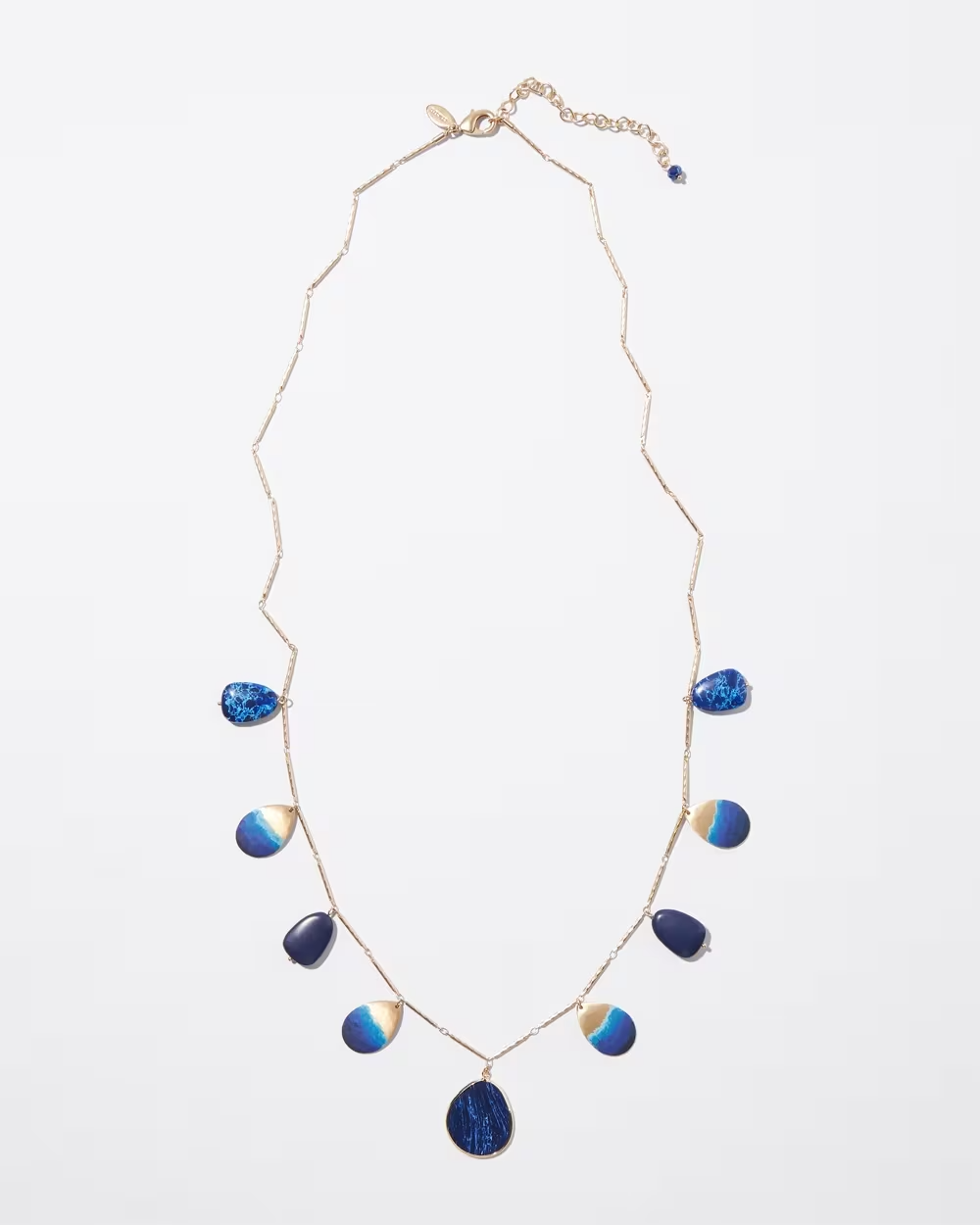 CHICO' S BLUE & GOLD TONE NECKLACE