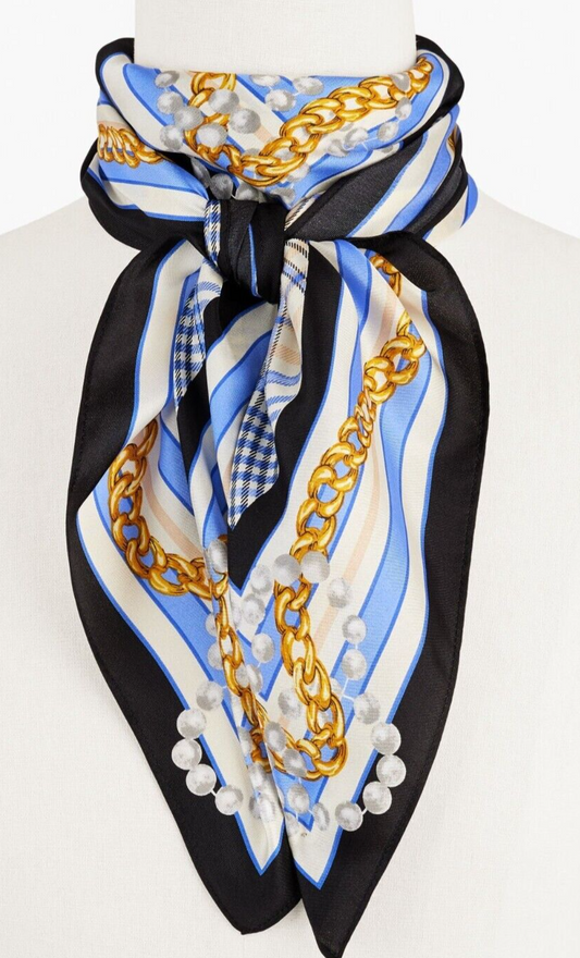 TALBOTS WINDY PLAID SILK SQUARE SCARF