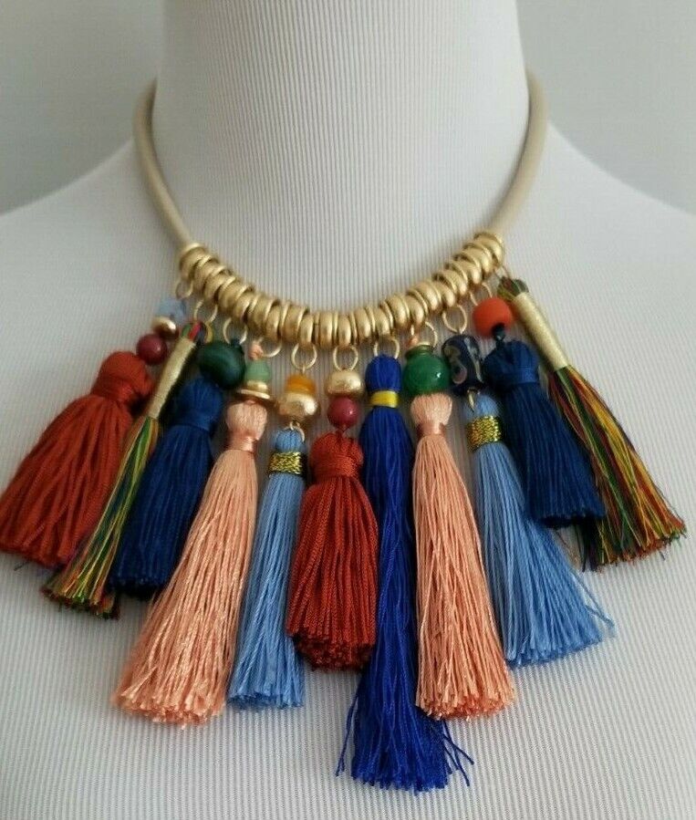 CHICO'S MULTI-COLORED MULTI-TASSEL NECKLACE
