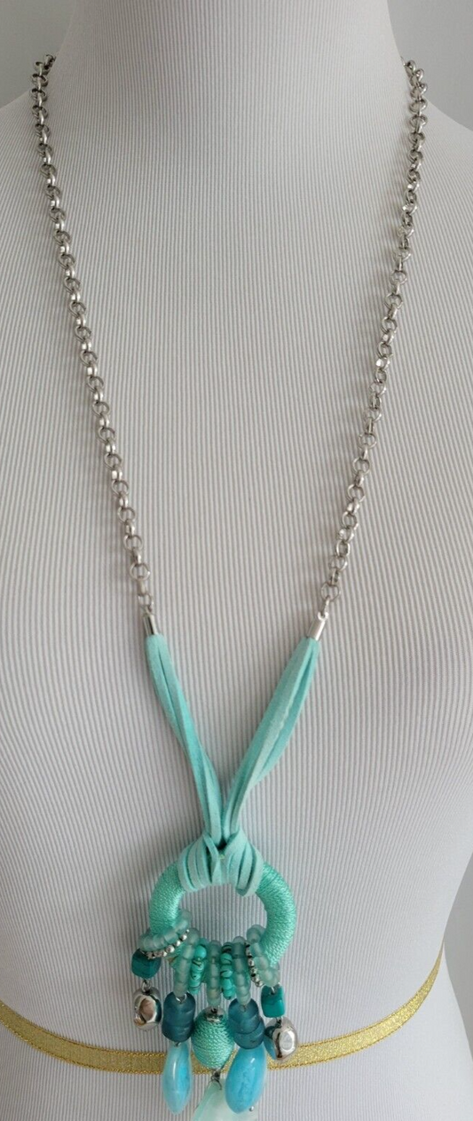 CHICO' S TURQOUISE TASSEL NECKLACE