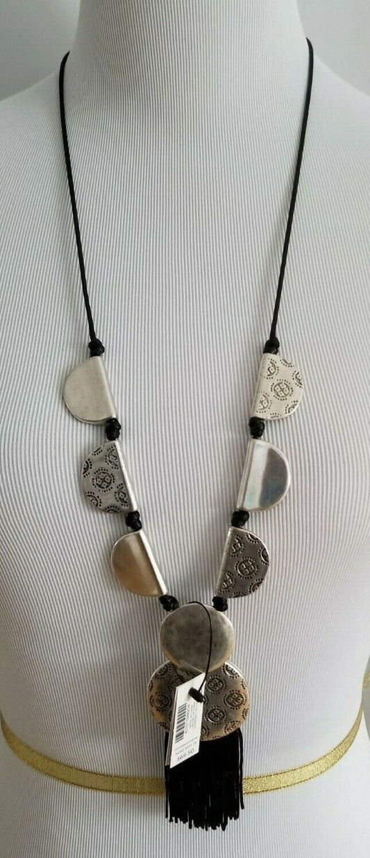 CHICO'S CONVERTIBLE ARTISAN SILVER-TONE PENDANT NECKLACE