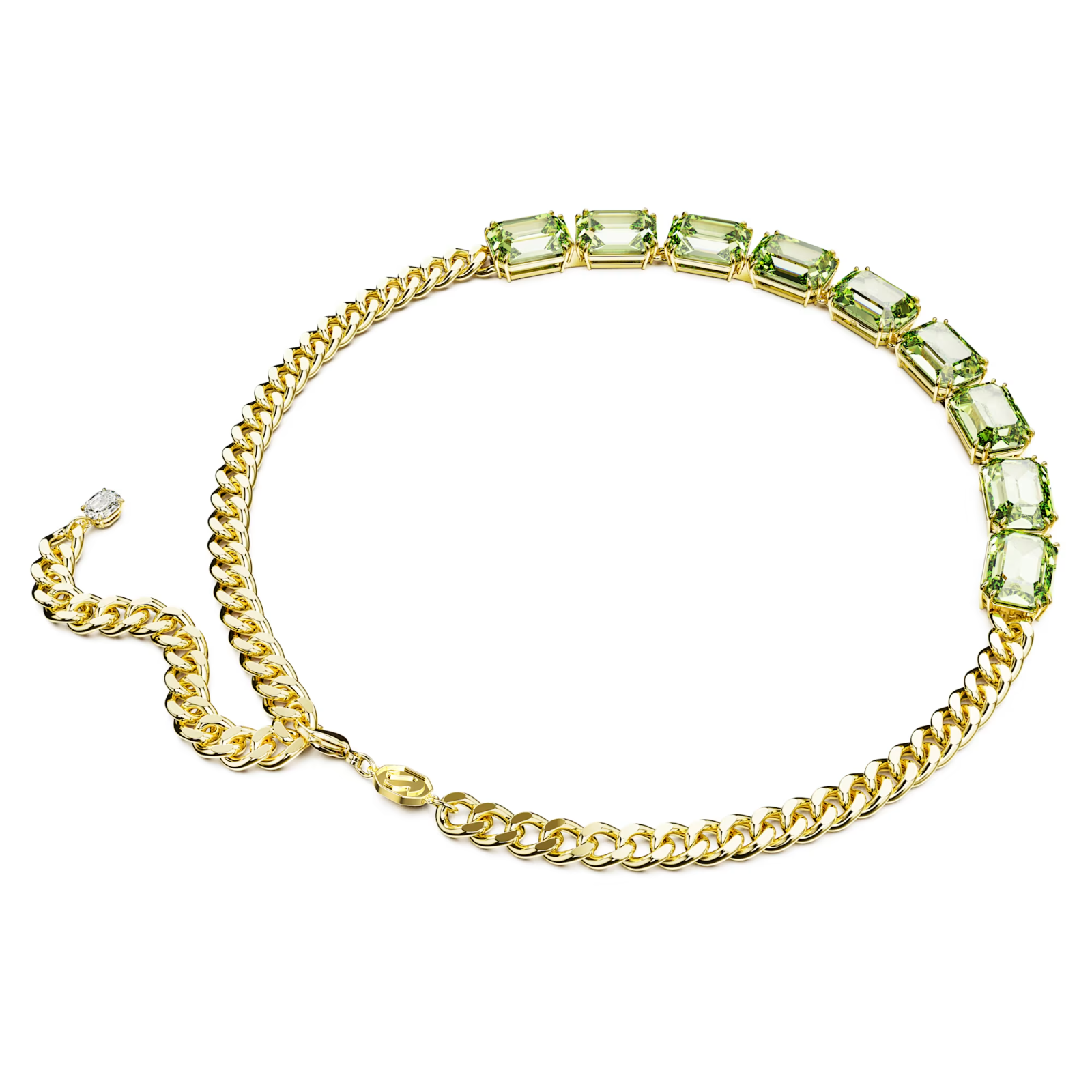 Swarovski Millenia necklace Octagon cut, Green, Gold-tone plated