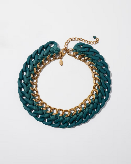 CHICO' S TEAL LINKS COLLAR NECKLACE