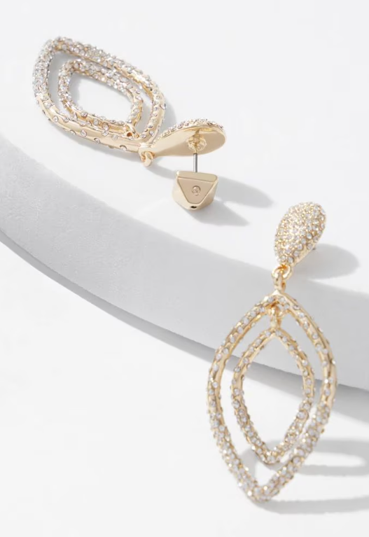 White House Black Market Gold-Dusted Pave Earrings