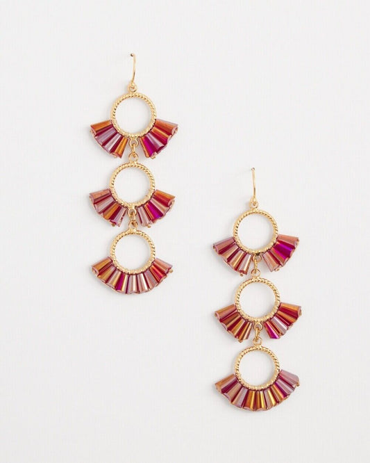 CHICO'S NO DROOP BERRY TRIPLE DROP EARRINGS