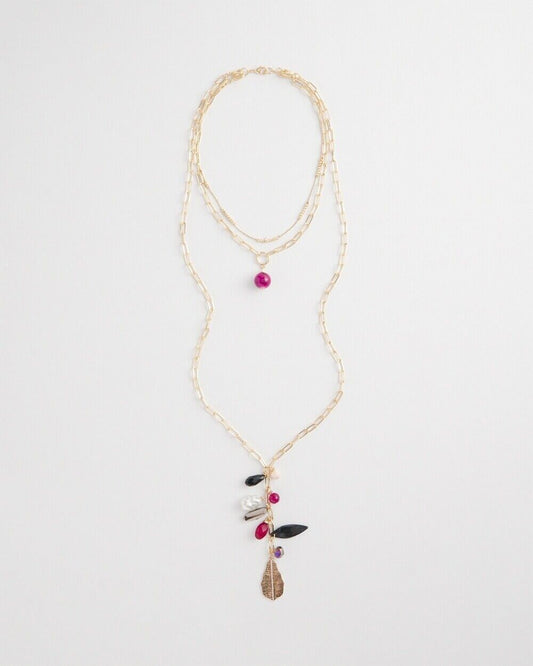 CHICO' S PURPLE BEADED CONVERTIBLE NECKLACE